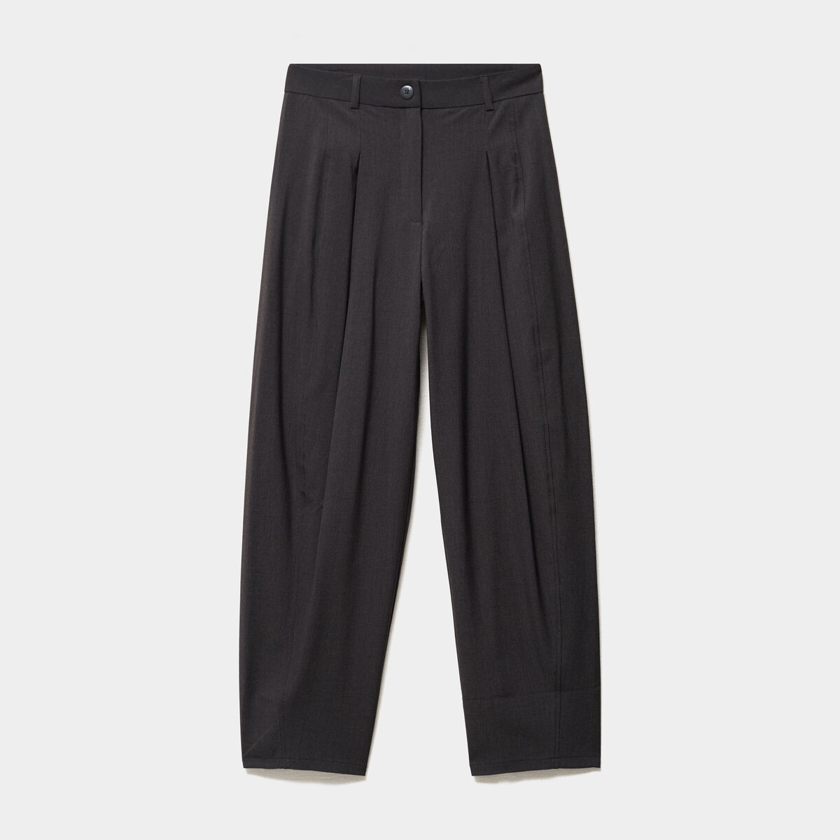 Pantalon ballon taille haute &agrave; pinces gris fonc&eacute; femme