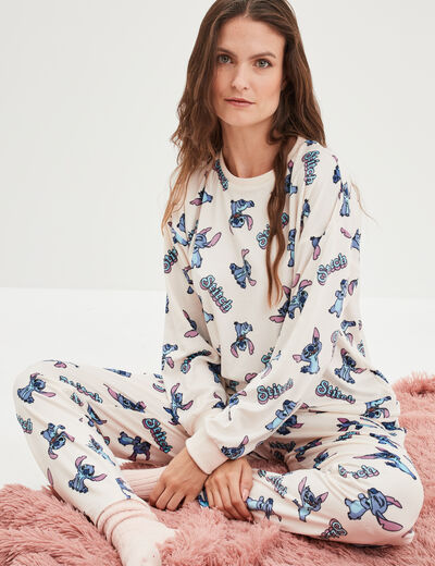 Coffret pyjama effet polaire Stitch rose clair femme