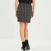 Jupe jacquard courte fendue noir femme