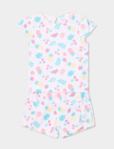 Ensemble 2 pièces t-shirt et short coton blanc bébé fille