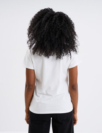T-shirt ajusté col rond coton Creeks ecru femme