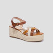 Sandales compensées brides croisées marron femme