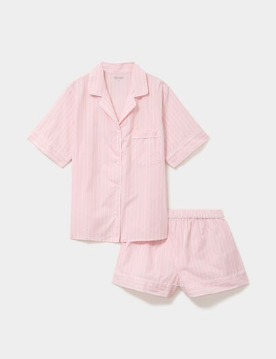 Ensemble pyjama chemise et short ecru femme