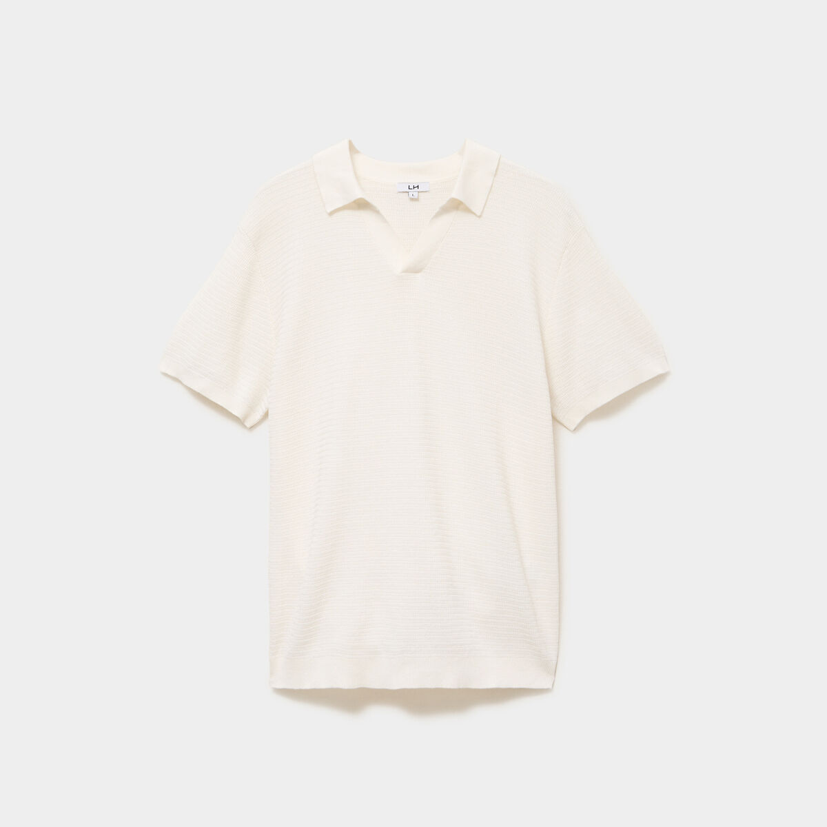 Polo manches courtes textur&eacute; coton blanc homme
