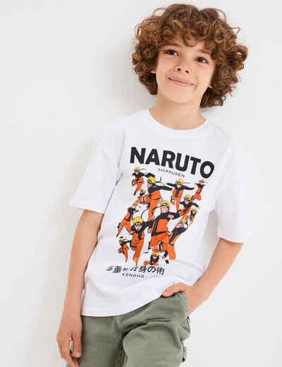 T-shirt manches courtes coton Naruto blanc garçon