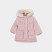 Manteau à capuche fausse fourrure rose pastel bébé fille