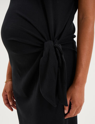 Robe de grossesse longue avec noeud noir femme maternit&eacute;