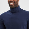 T-shirt col roulé manches longues bleu marine homme
