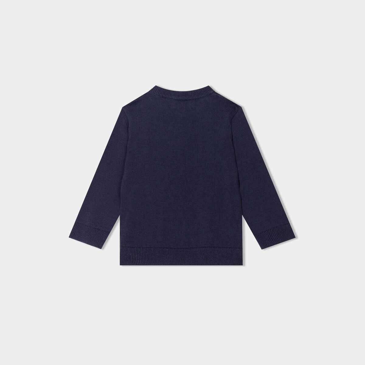 Pull col rond manches longues coton bleu marine bébé garçon