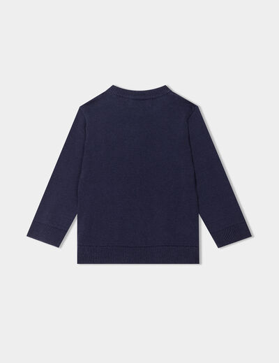 Pull col rond manches longues coton bleu marine bébé garçon