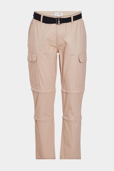 Pantalon short 2-en-1 cargo ceinturé sable homme