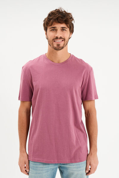T-shirt droit en coton manches courtes mauve homme