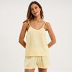 Haut de pyjama d&eacute;bardeur gaze de coton jaune clair femme