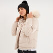 Doudoune doubl&eacute;e capuche fausse fourrure beige femme