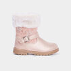 Bottes avec fourrure et paillettes rose champagne fille