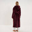 Peignoir effet velours &agrave; capuche prune femme