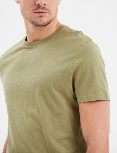T-shirt en coton manches courtes vert kaki homme