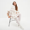 Poncho plaid effet polaire &agrave; capuche rose femme