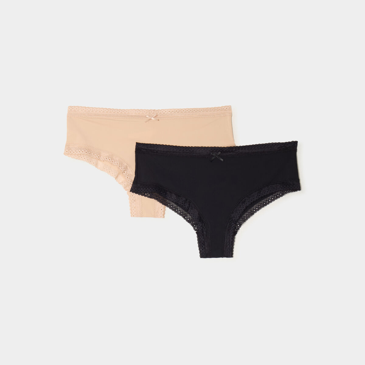 Lot 2 shortys bandes dentelle beige femme