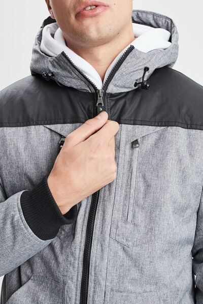 Blouson droit à capuche gris homme