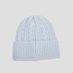 Bonnet tricoté torsades bleu ciel femme