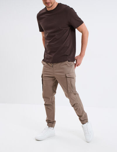 Pantalon cargo slim coton Liberto taupe homme