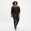 Pantalon slim paillet&eacute; 5 poches noir femme grande taille