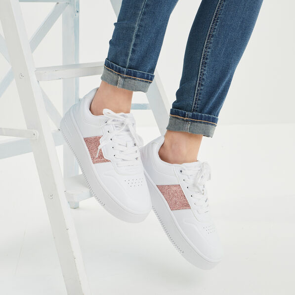 Tennis plateformes Sparkle Champion blanc femme