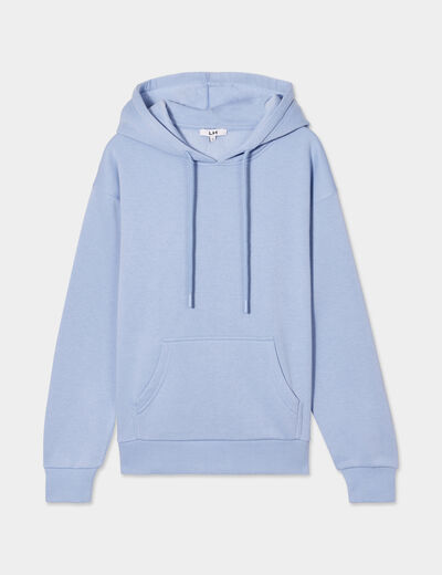 Sweat hoodie molleton à capuche bleu clair femme