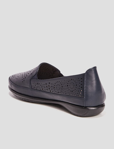 Mocassins perforées bleu marine femme