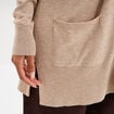 Gilet mi-long manches longues beige femme