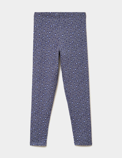 Legging taille &eacute;lastiqu&eacute;e coton bleu gris fille