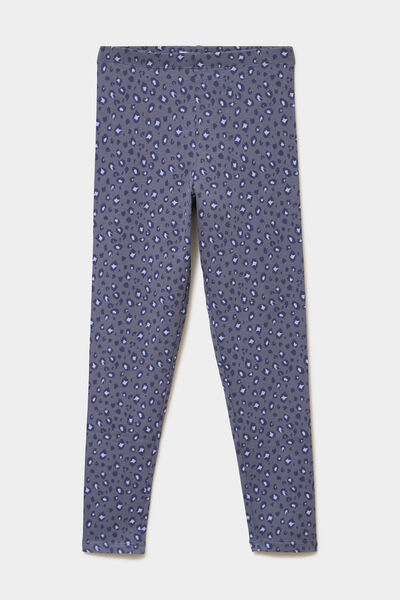 Legging taille &eacute;lastiqu&eacute;e coton bleu gris fille
