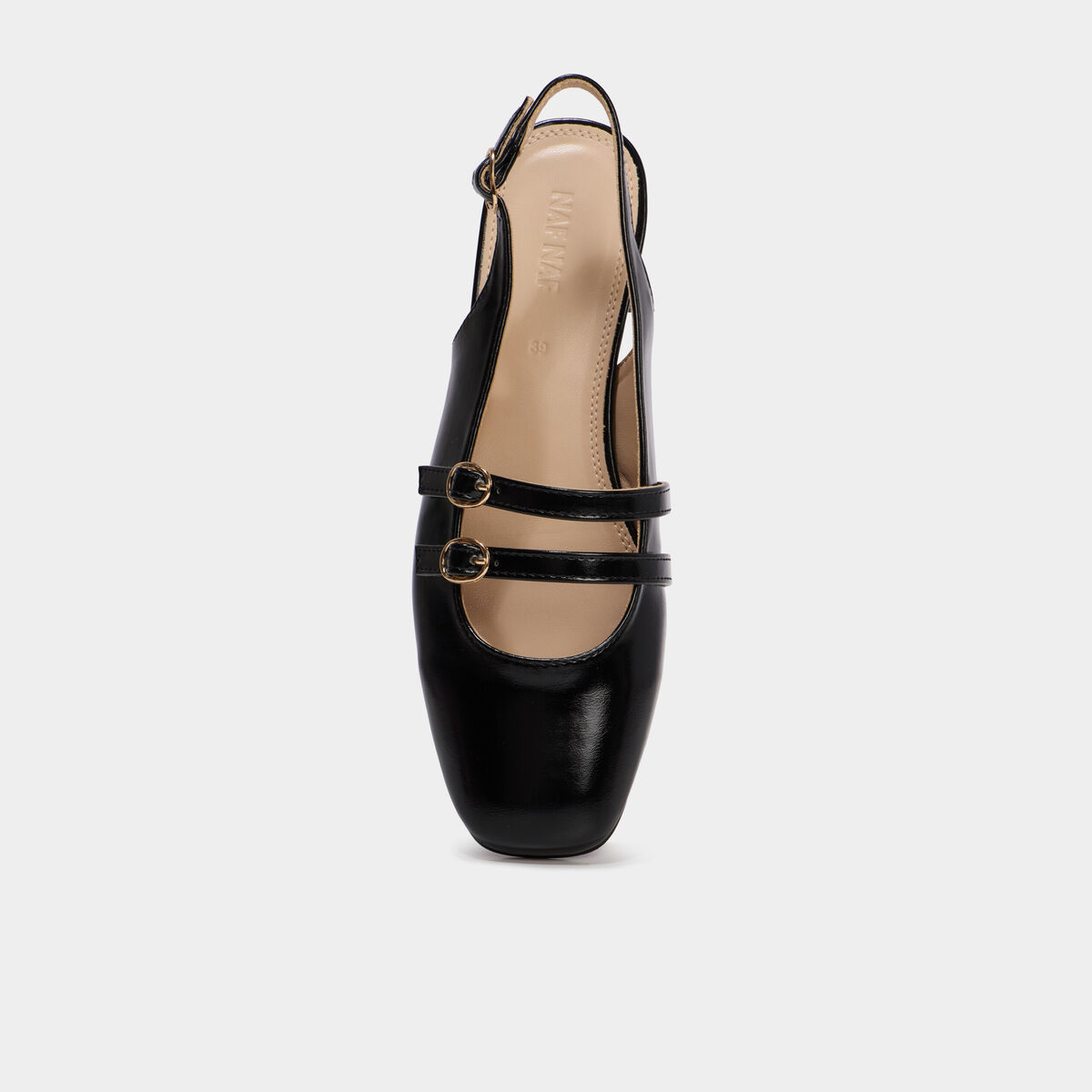 Ballerine slingback double bride boucles noir femme