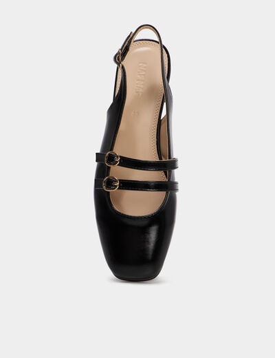 Ballerine slingback double bride boucles noir femme