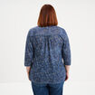 T-shirt col tunisien manches 3/4 bleu gris femme grande taille