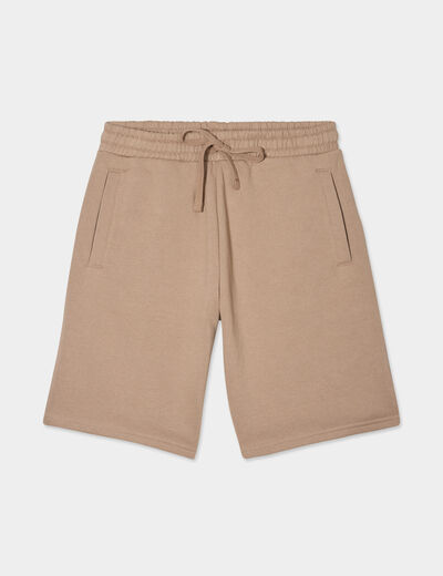Short jogging molletonné droit taupe homme