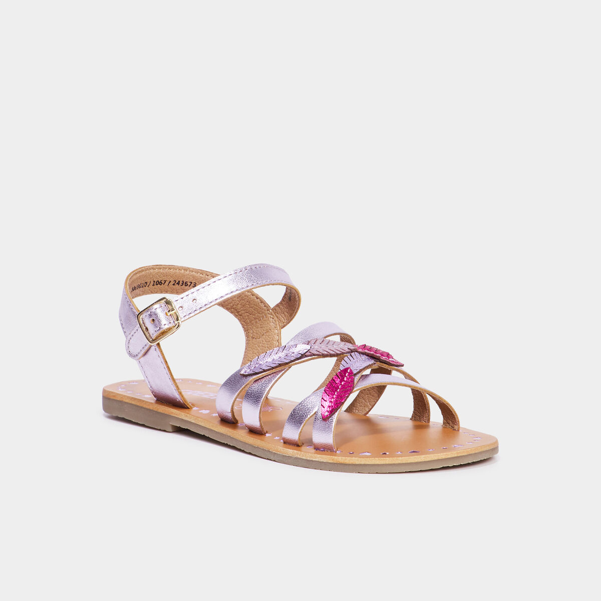 Sandales en cuir avec bride d'attache parme fille