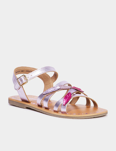 Sandales en cuir avec bride d'attache parme fille