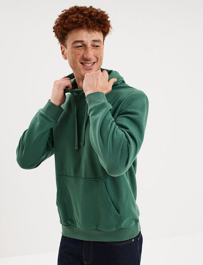 Sweat molleton &agrave; capuche hoodie vert menthe homme