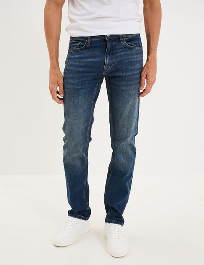Jeans denim straight 5 poches denim used homme