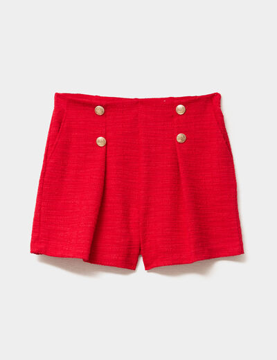 Short droit &agrave; pont rouge femme