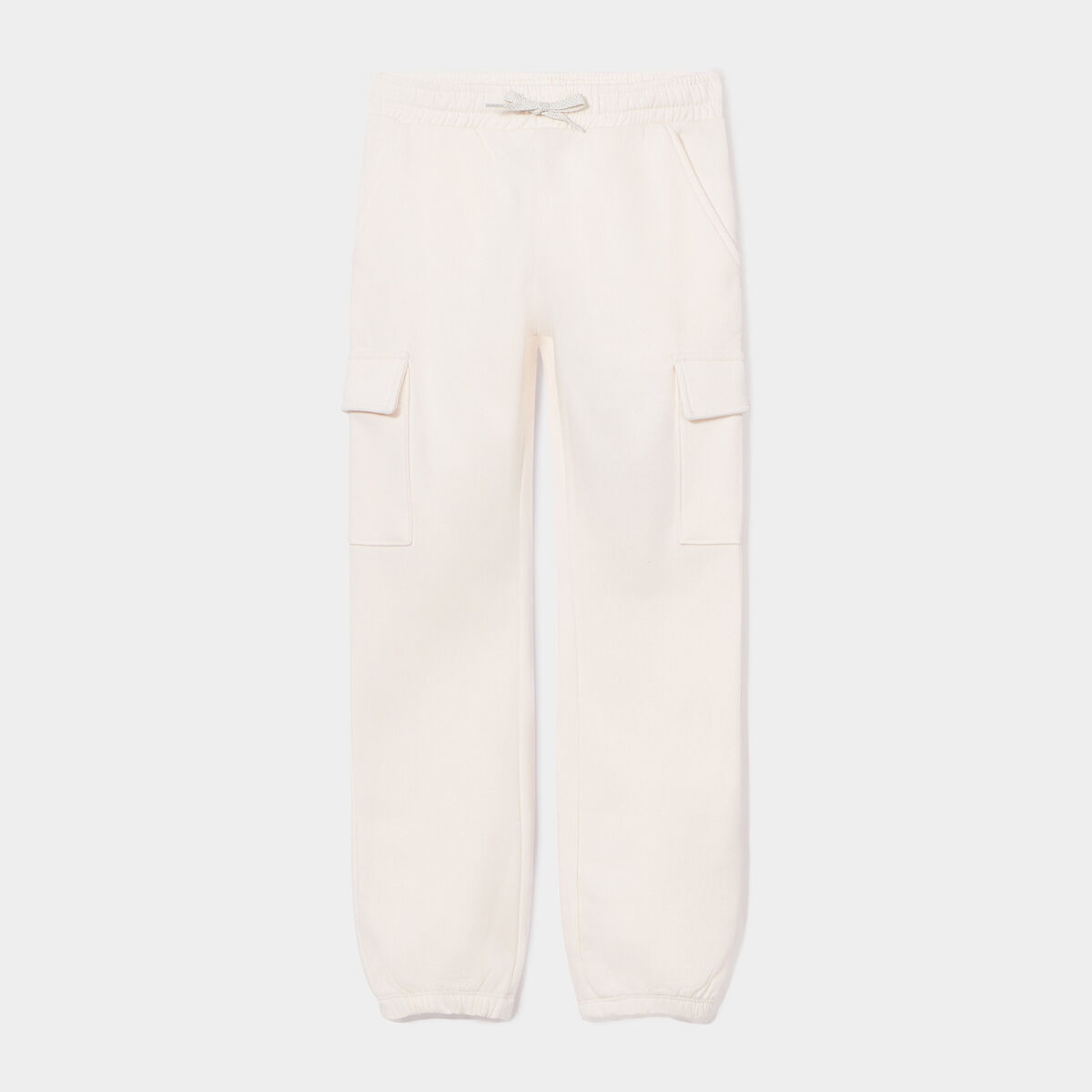 Pantalon de jogging cargo molletonn&eacute; ivoire fille