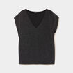 T-shirt manches courtes col en V gris argent femme