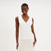 Gilet sans manches col en V blanc femme