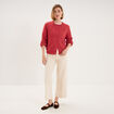Gilet cardigan col rond boutonn&eacute; rose cerise femme