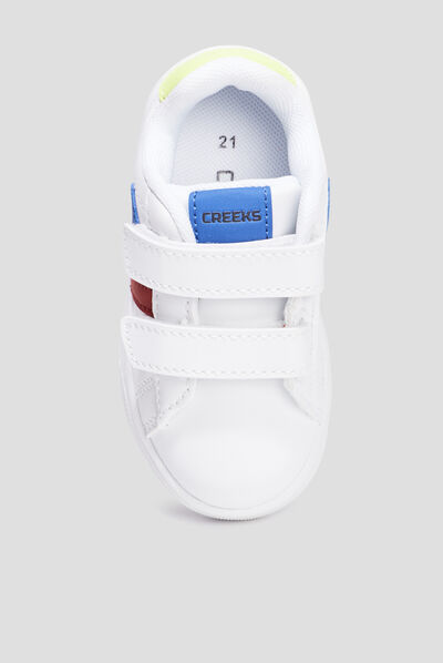 Tennis basses à scratchs Creeks Iconic blanc bébé fille