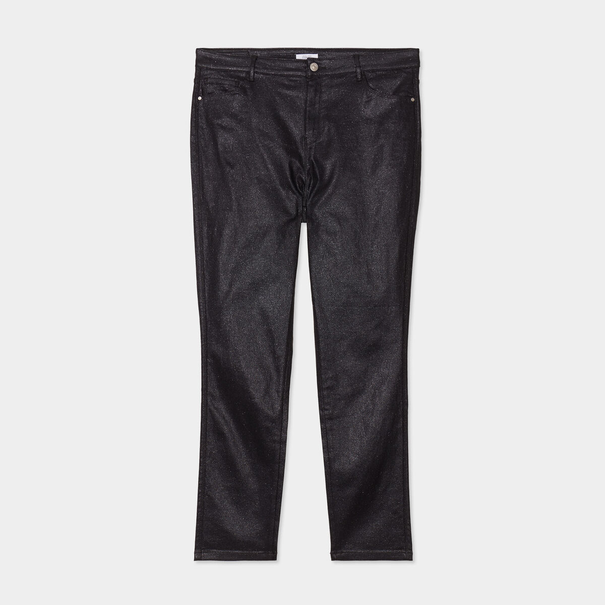 Pantalon slim paillet&eacute; 5 poches noir femme grande taille