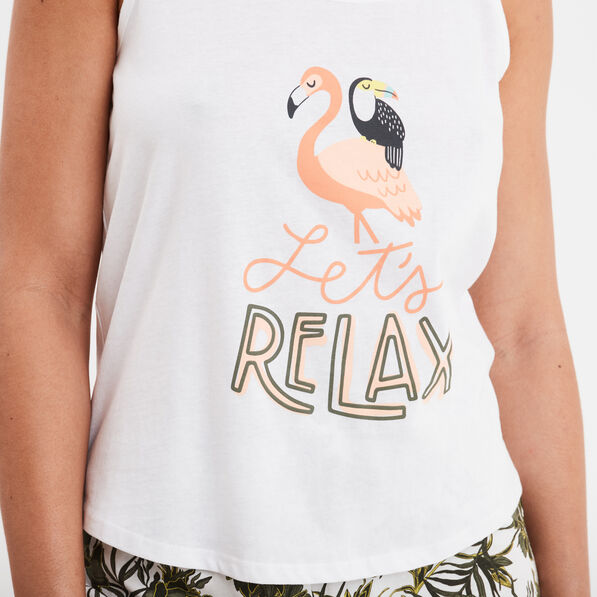 Ensemble pyjama short et débardeur coton blanc femme
