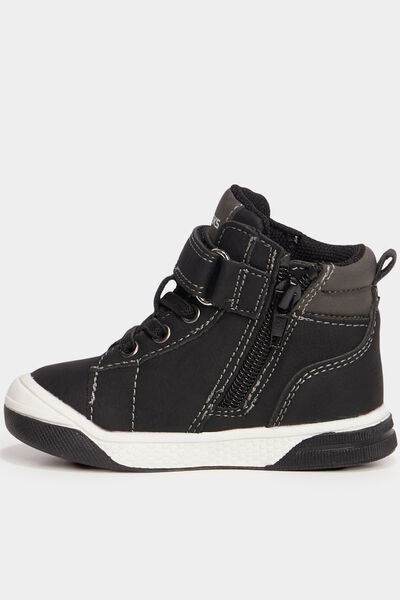 Baskets montantes zipp&eacute;es &agrave; scratchs noir b&eacute;b&eacute; gar&ccedil;on